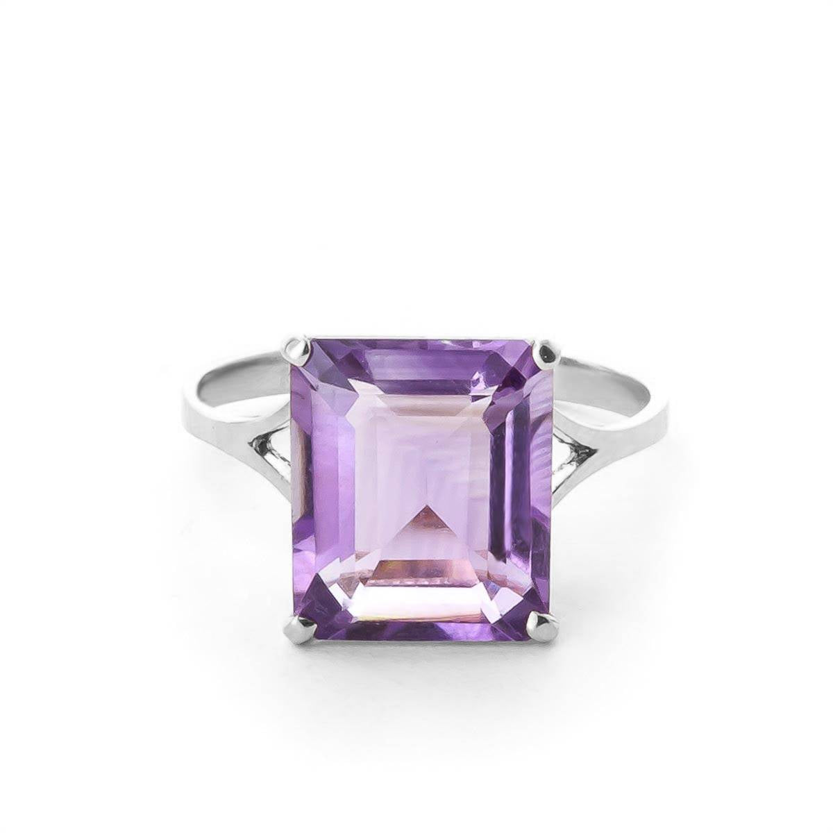 6.5 Carat 14K Solid White Gold Ring Natural Octagon Purple Amethyst