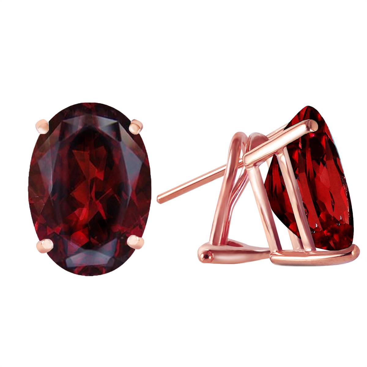 13 Carat 14K Solid Rose Gold French Clips Earrings Natural Garnet