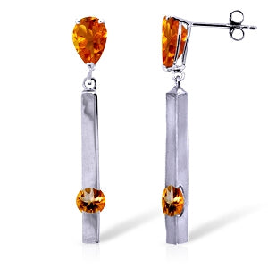 4.25 Carat 14K Solid White Gold My Heart Is Here Citrine Earrings