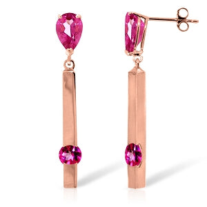 4.25 Carat 14K Pink Gold Bar Pink Topaz Earrings