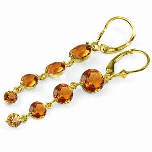 7.8 Carat 14K Solid Yellow Gold Drizzle Citrine Earrings