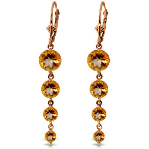 14K Solid Rose Gold Chandelier Natural Citrine Earrings