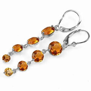7.8 Carat 14K Solid White Gold Hope Will Find You Citrine Earrings