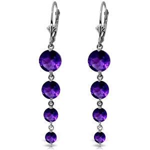 7.8 Carat 14K Solid White Gold Love Survives Amethyst Earrings
