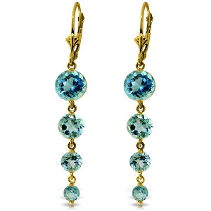 7.8 Carat 14K Solid Yellow Gold Drizzle Blue Topaz Earrings