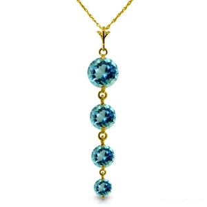 3.9 Carat 14K Solid Yellow Gold Happy Dreams Blue Topaz Necklace