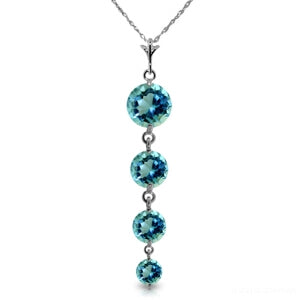 3.9 Carat 14K Solid White Gold Here Again Blue Topaz Necklace