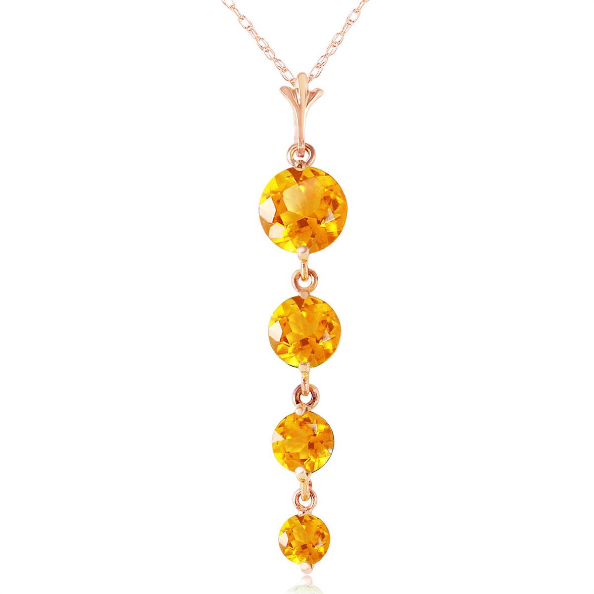 14K Solid Rose Gold Citrine Deluxe Necklace