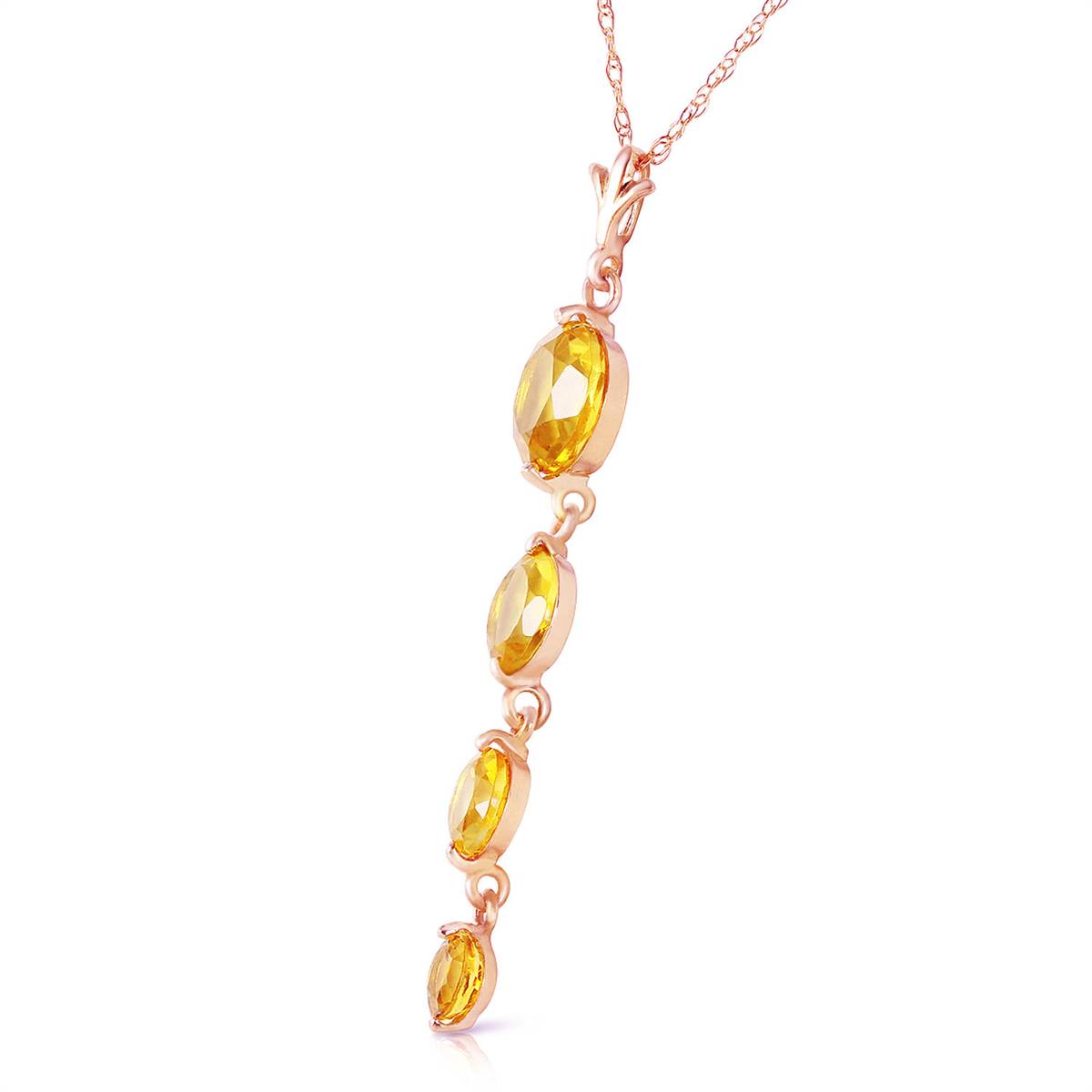 14K Solid Rose Gold Citrine Deluxe Necklace