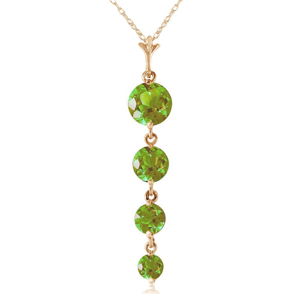 3.9 Carat 14K Solid Yellow Gold Crossing The Bar Peridot Necklace