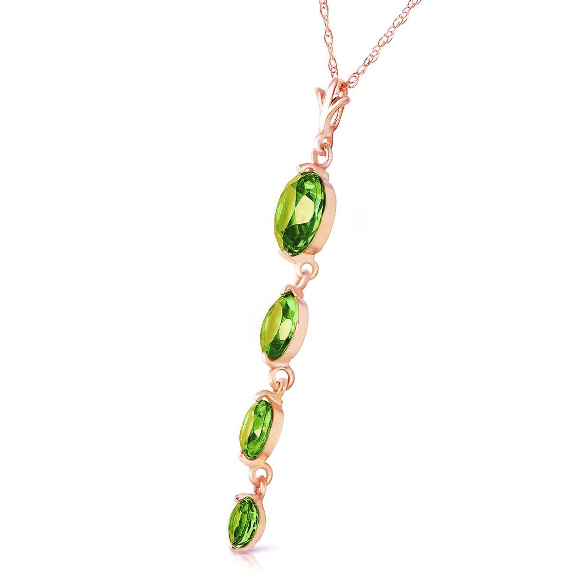 14K Solid Rose Gold Peridot Necklace Gemstone Genuine