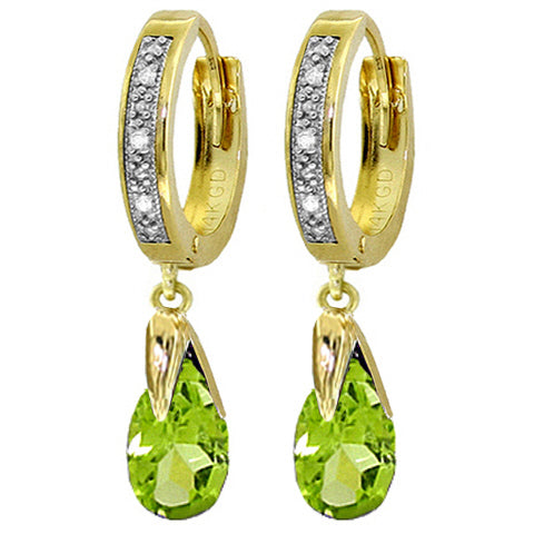 2.53 Carat 14K Solid White Gold Can't Avoid Love Peridot Diamond Earrings