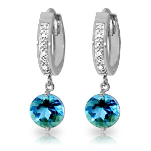 3.28 Carat 14K Solid White Gold Exchanges Blue Topaz Diamond Earrings