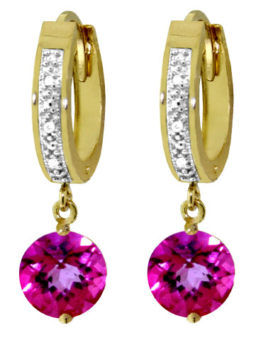 3.28 Carat 14K Solid White Gold Sense Of How Pink Topaz Diamond Earrings