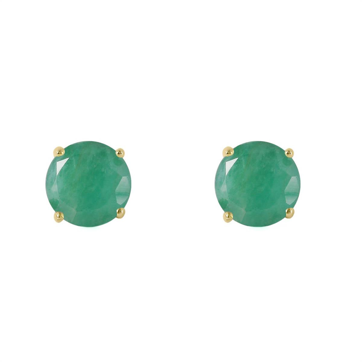 0.95 Carat 14K Solid Yellow Gold Spring Doesn't Fade Emerald Earrings