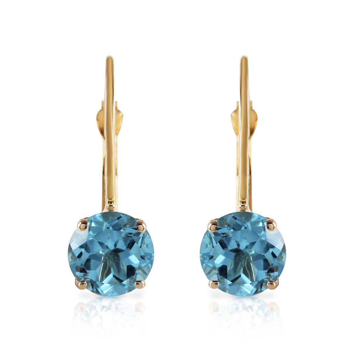 1.2 Carat 14K Solid Yellow Gold Iris Blue Topaz Earrings