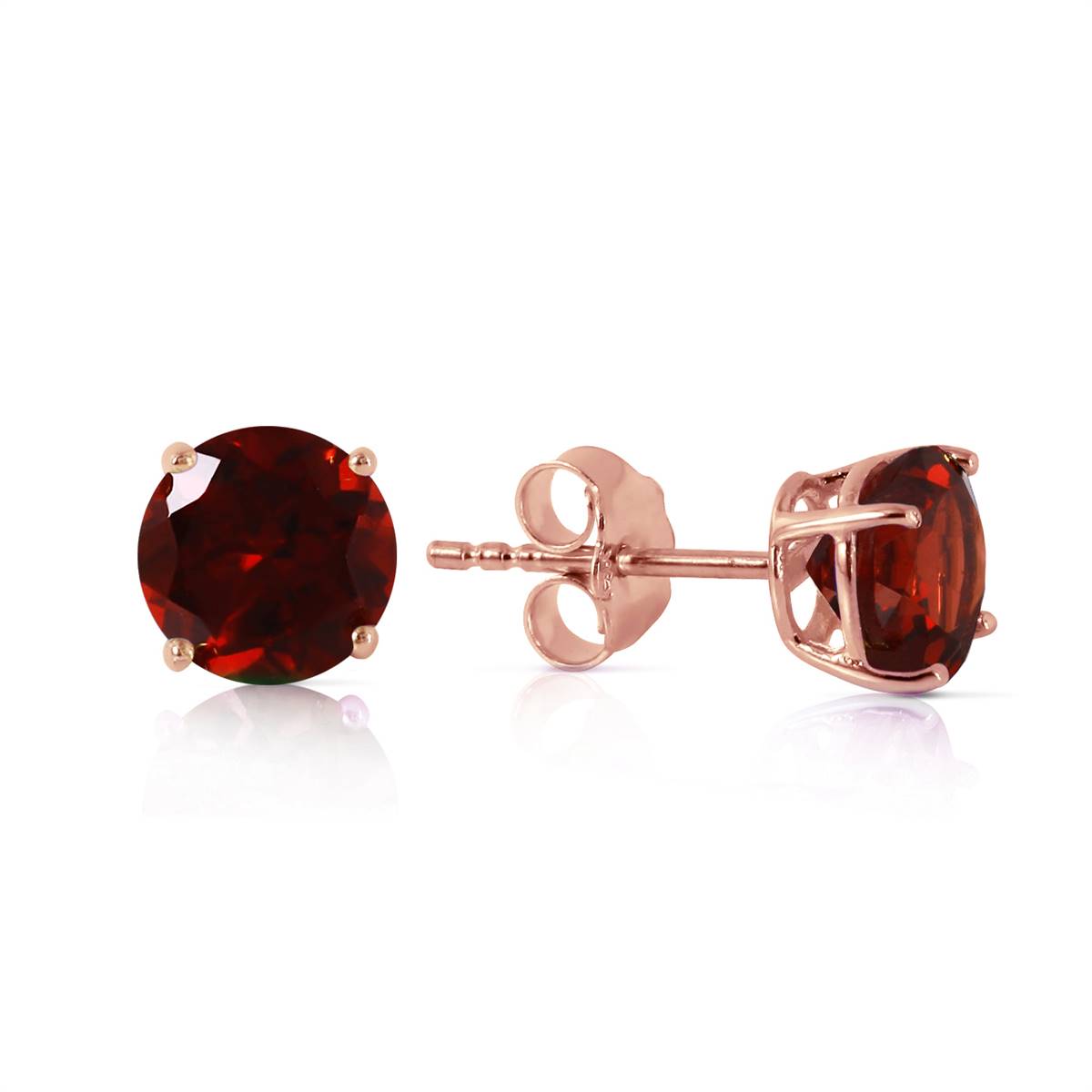 0.95 Carat 14K Solid Rose Gold Petite Garnet Stud Earrings
