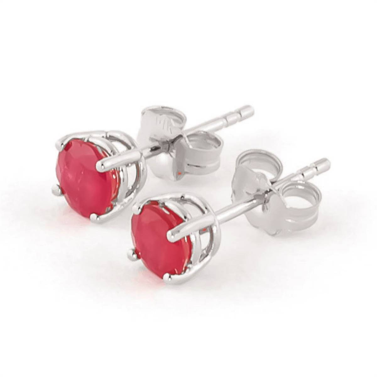 0.95 Carat 14K Solid White Gold Kiss Goodnight Ruby Earrings