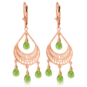 6.75 Carat 14K Solid Rose Gold Filigree Peridot Earrings