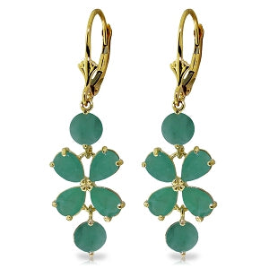 5.32 Carat 14K Solid Yellow Gold Chandelier Earrings Natural Emerald