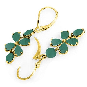 5.32 Carat 14K Solid Yellow Gold Chandelier Earrings Natural Emerald