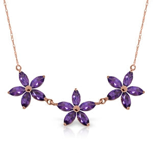 14K Solid Rose Gold Purple Amethyst Gemstone Series New Necklace