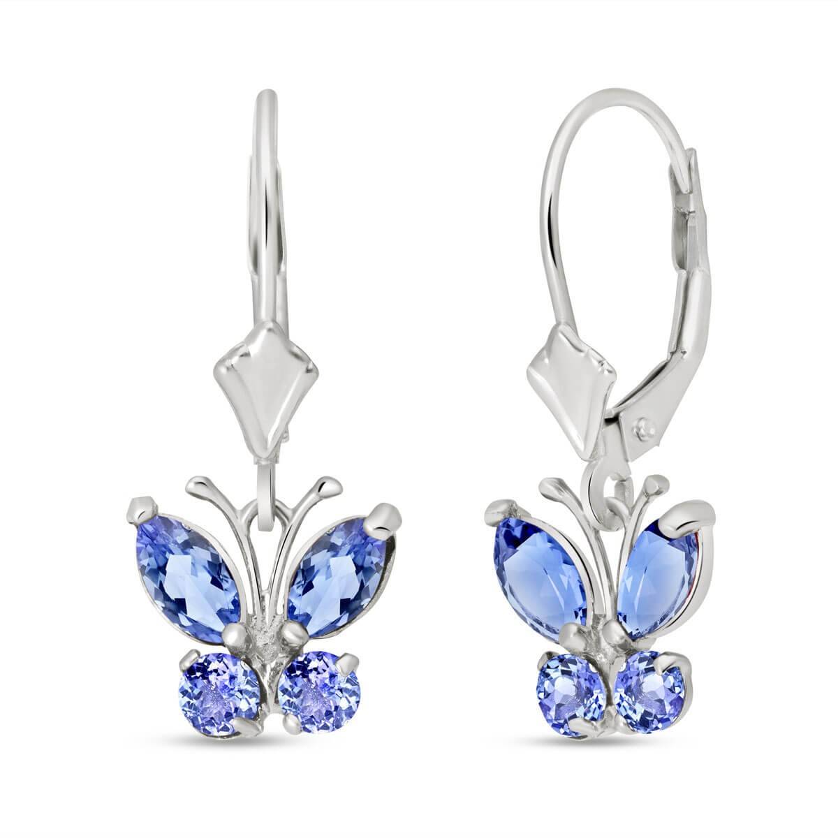 1.24 Carat 14K Solid White Gold Butterfly Earrings Natural Tanzanite