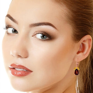 13 Carat 14K Solid Rose Gold Leverback Earrings Citrine Garnet