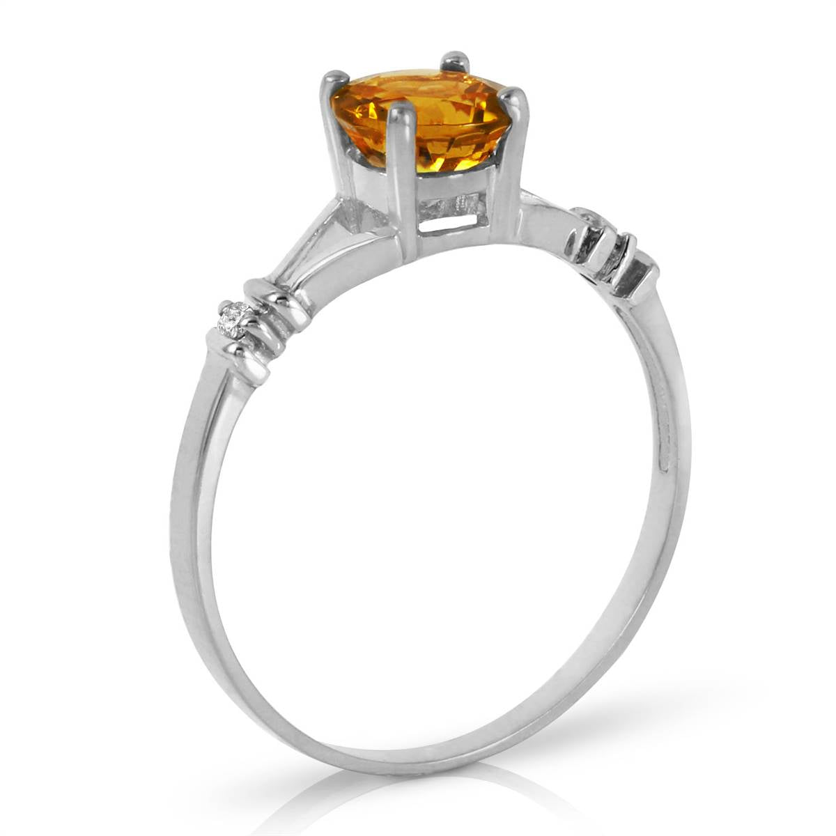 1.02 Carat 14K Solid White Gold Faminine Riff Citrine Diamond Ring