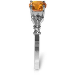 1.02 Carat 14K Solid White Gold Faminine Riff Citrine Diamond Ring