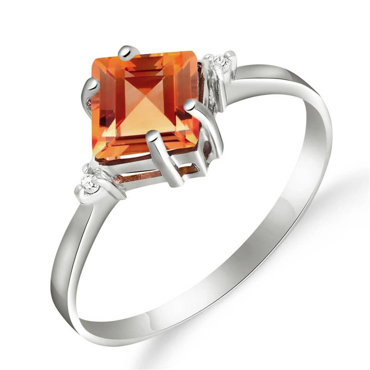 1.77 Carat 14K Solid White Gold Ring Diamond Citrine
