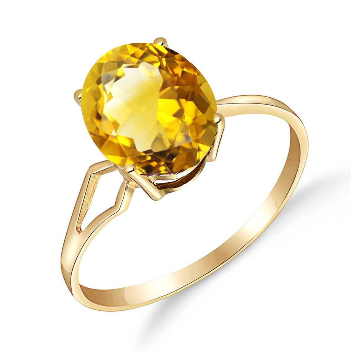 2.2 Carat 14K Solid Yellow Gold Exclamations Citrine Ring