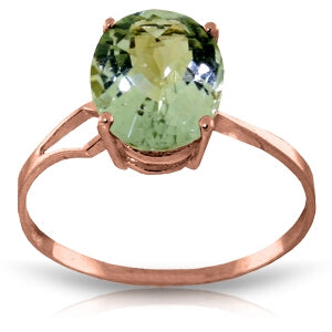2.2 Carat 14K Solid Rose Gold Ring Checkerboard Cut Green Amethyst