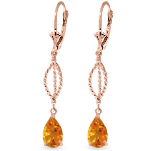 3 Carat 14K Solid Rose Gold Citrine Sunset Earrings