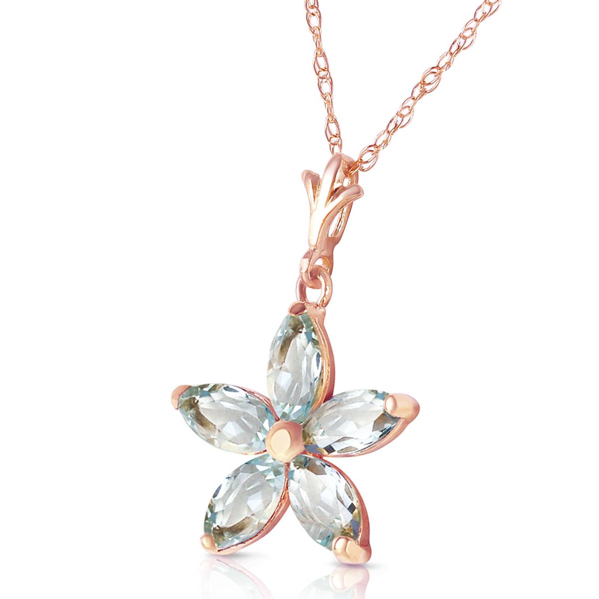 14K Solid Rose Gold Aquamarines Necklace Jewelry Class New