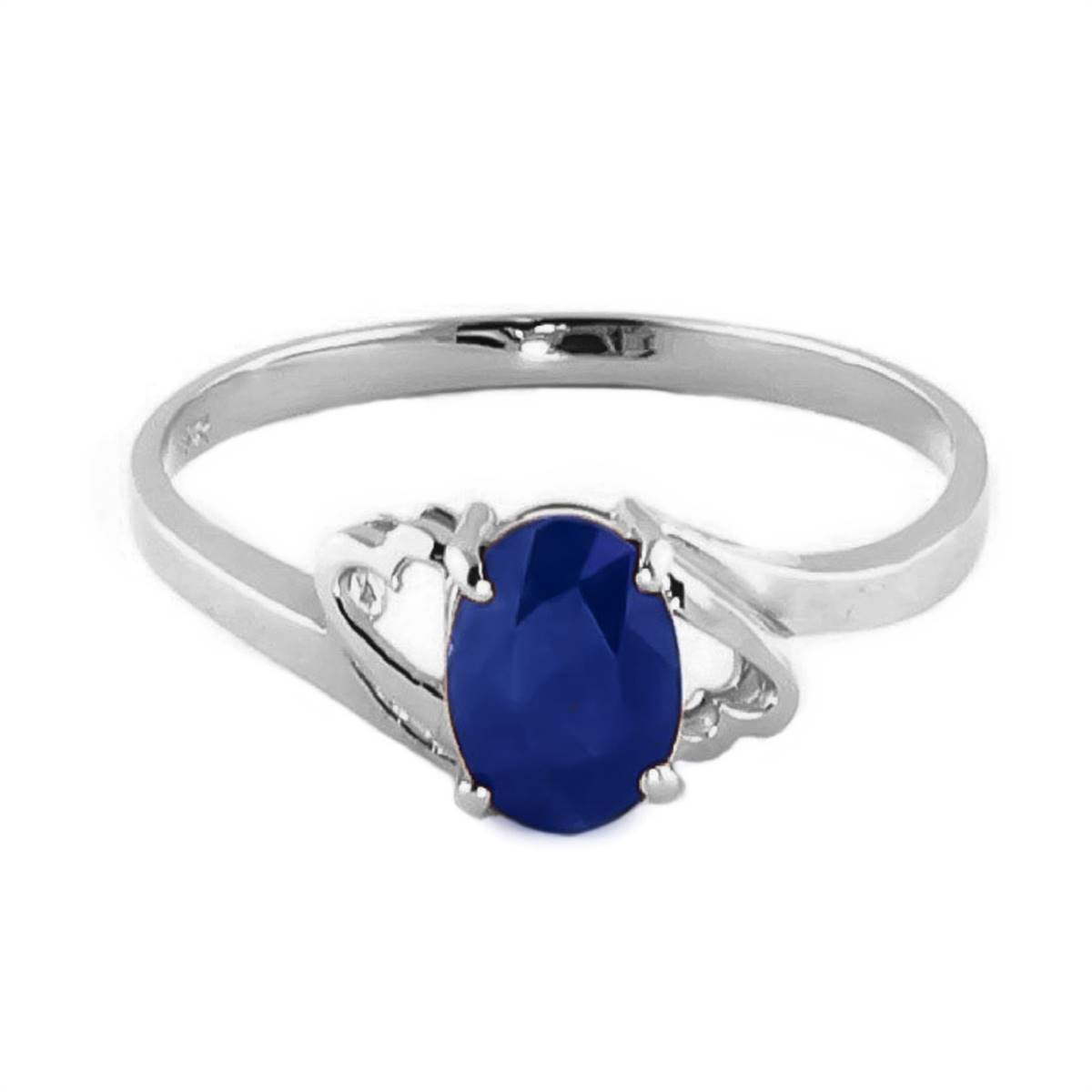 1 Carat 14K Solid White Gold Rings Natural Sapphire