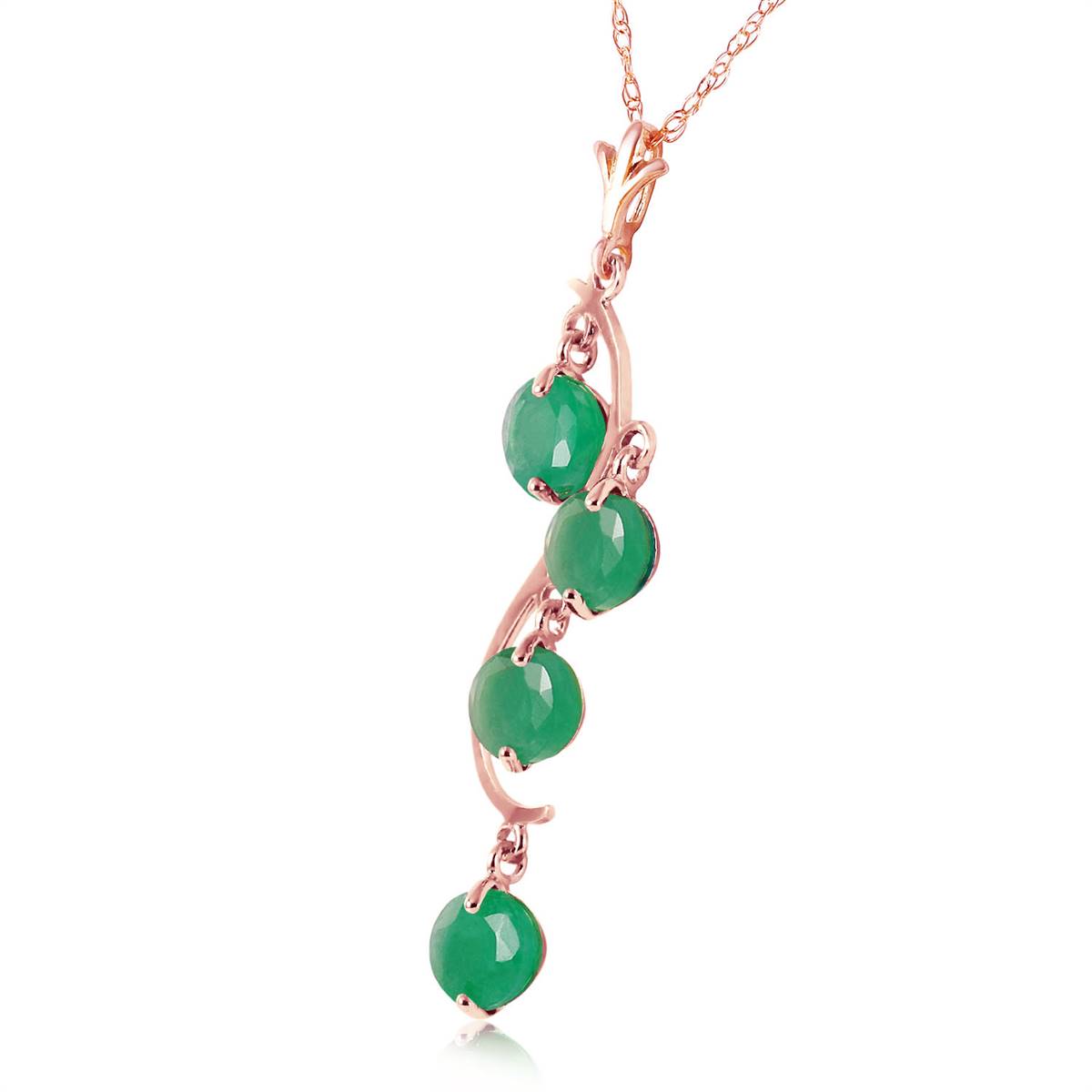 14K Solid Rose Gold Emerald Necklace New