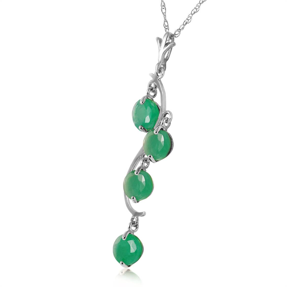 2 Carat 14K Solid White Gold Residue Of Design Emerald Necklace