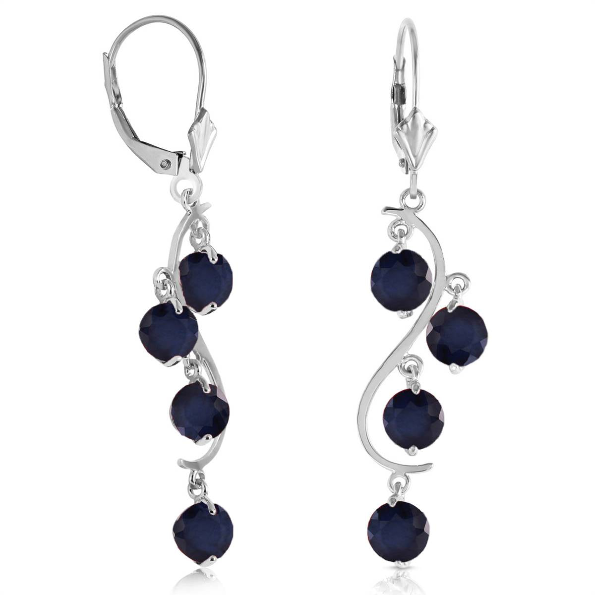 4 Carat 14K Solid White Gold Chandelier Earrings Natural Sapphire