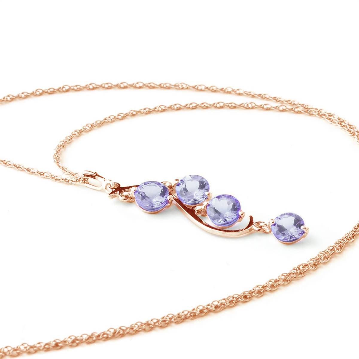 14K Solid Rose Gold Natural Tanzanites Necklace Jewelry