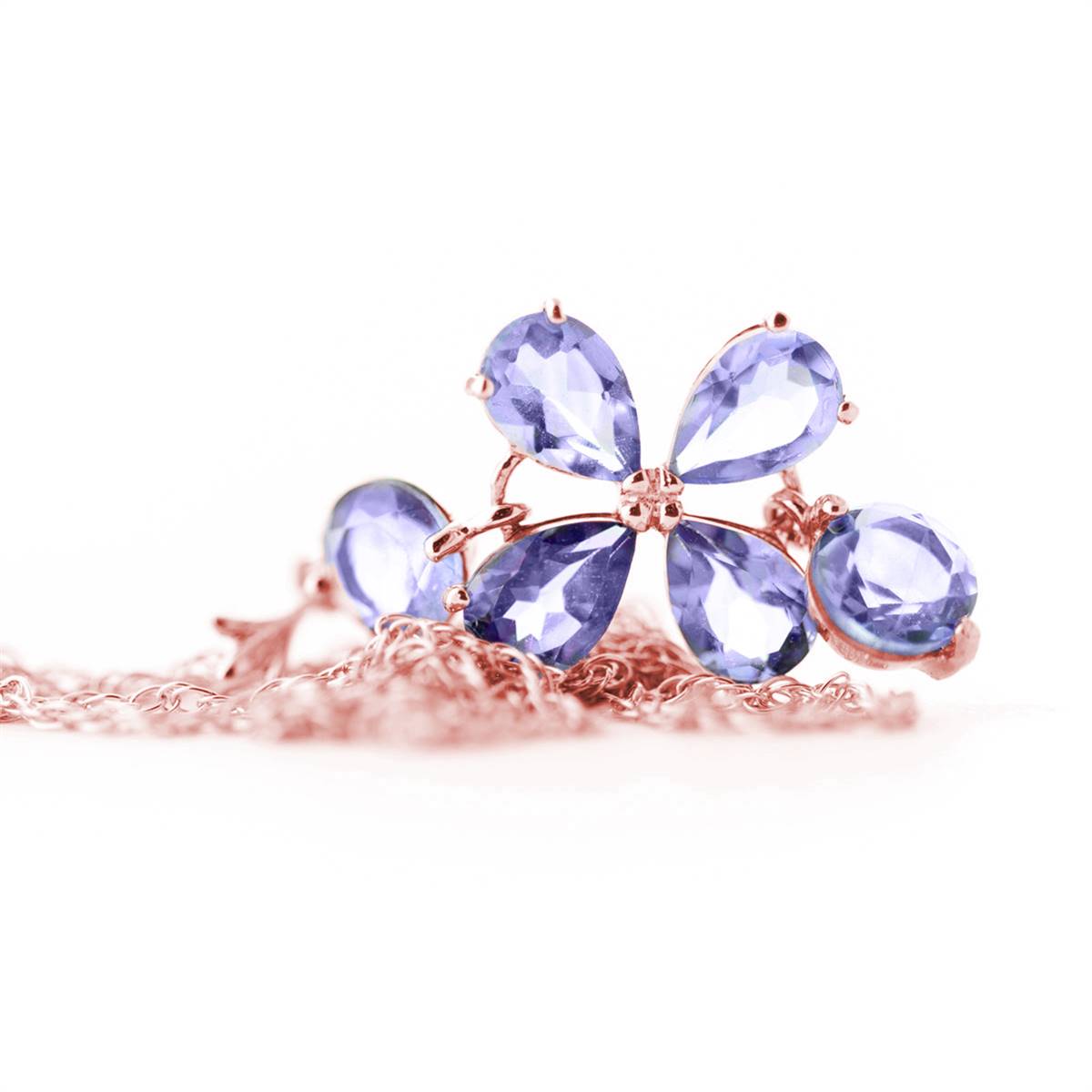 3.15 Carat 14K Solid Rose Gold Necklace Natural Tanzanite