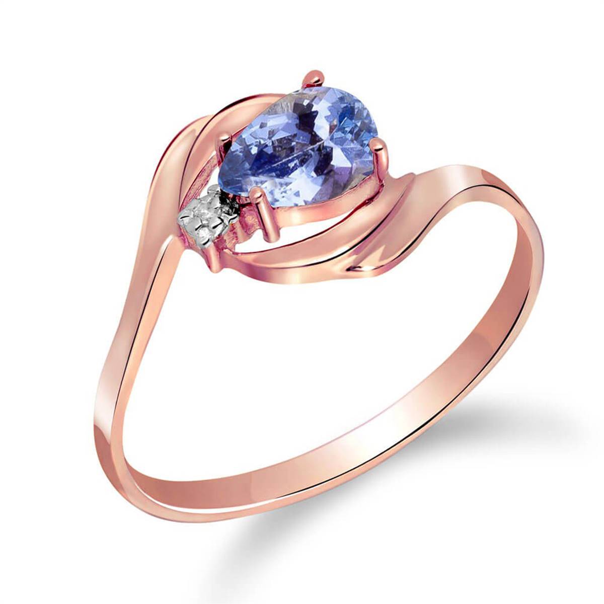 0.51 Carat 14K Solid Rose Gold Waves Tanzanite Diamond Ring