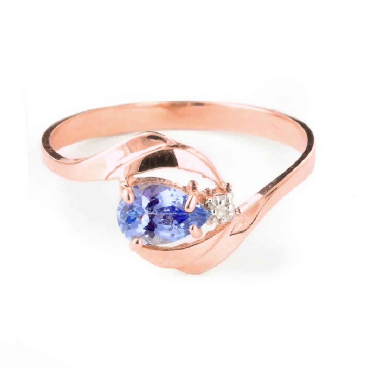 0.51 Carat 14K Solid Rose Gold Waves Tanzanite Diamond Ring