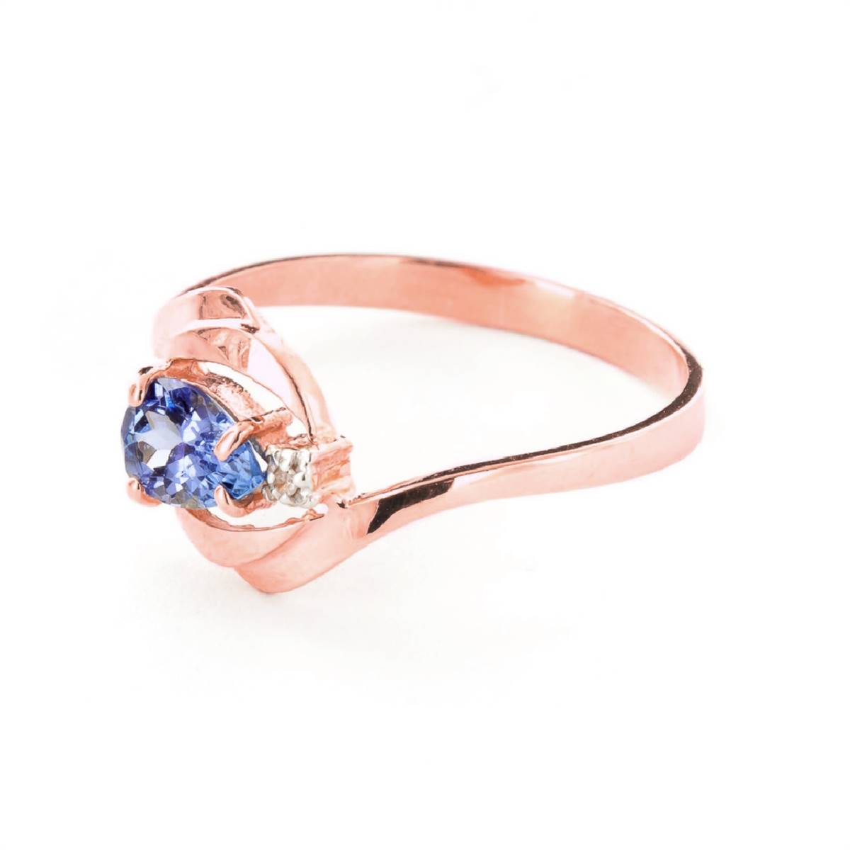 0.51 Carat 14K Solid Rose Gold Waves Tanzanite Diamond Ring