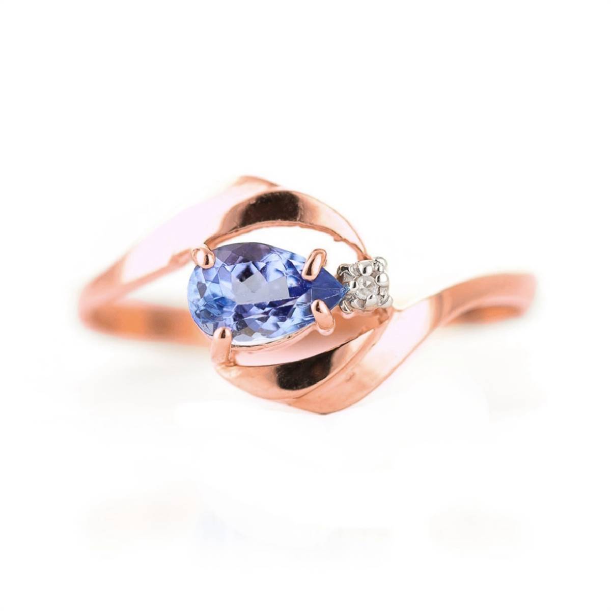 0.51 Carat 14K Solid Rose Gold Waves Tanzanite Diamond Ring