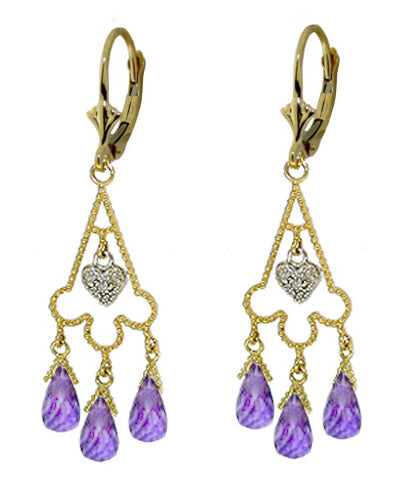 4.83 Carat 14K Solid White Gold Chandelier Diamond Earrings Amethyst