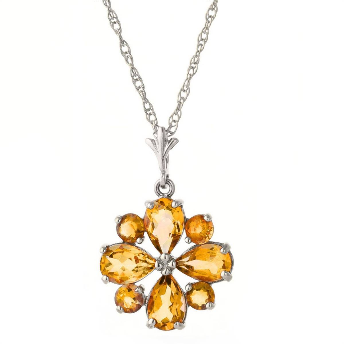 2.43 Carat 14K Solid White Gold Just Before Dawn Citrine Necklace