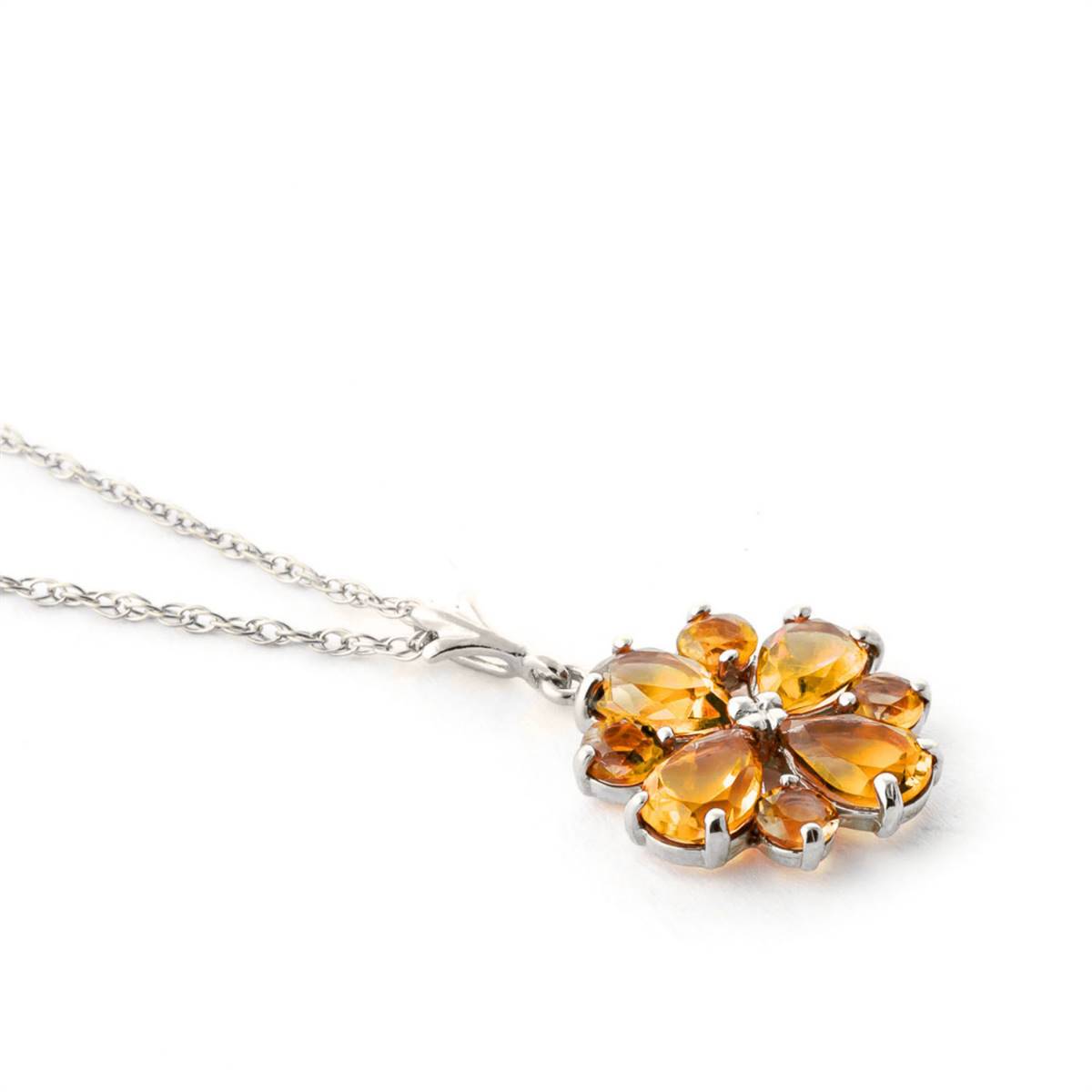 2.43 Carat 14K Solid White Gold Just Before Dawn Citrine Necklace