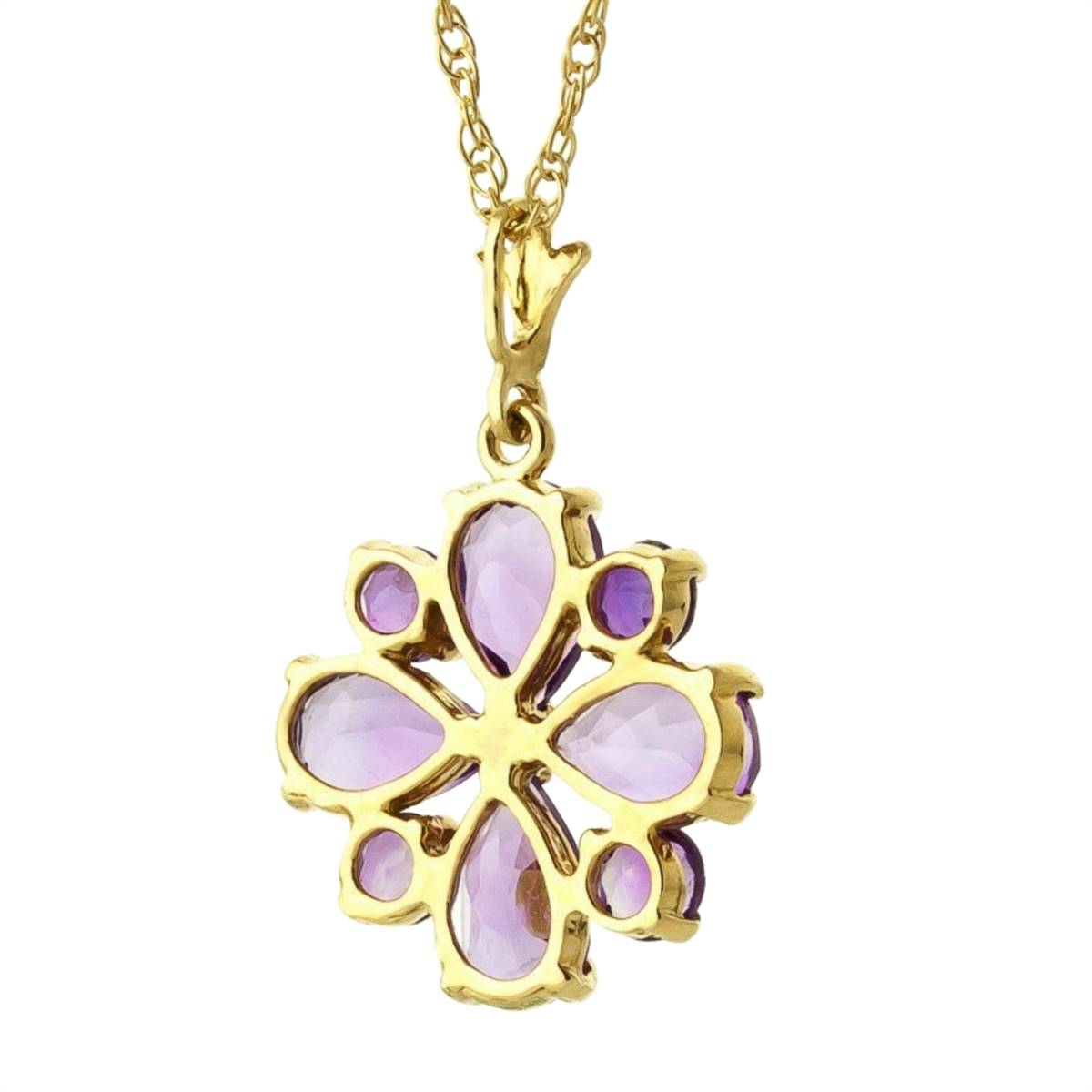 2.43 Carat 14K Solid Yellow Gold Testimony Of Love Amethyst Necklace
