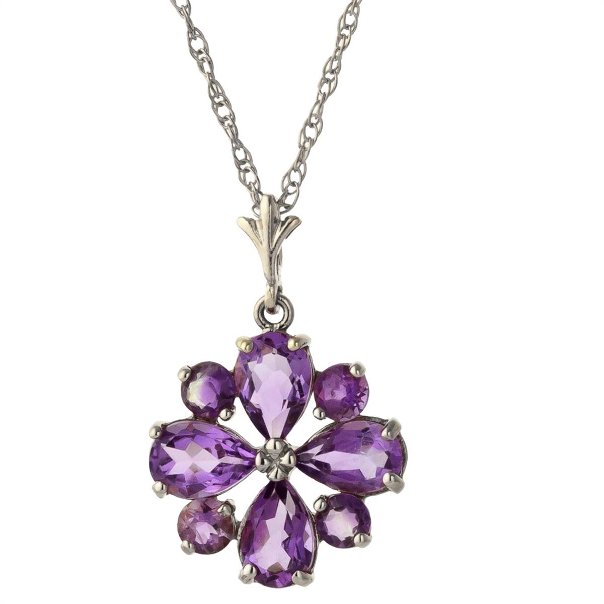 2.43 Carat 14K Solid White Gold Winter Twilight Amethyst Necklace